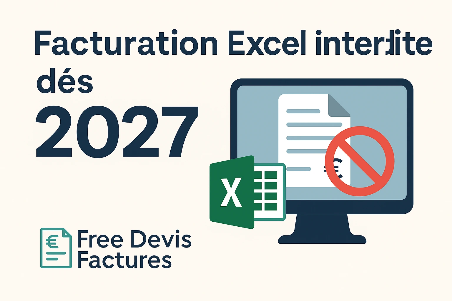 Illustration interdiction facturation Excel/Word dès 2027 - Free Devis Factures