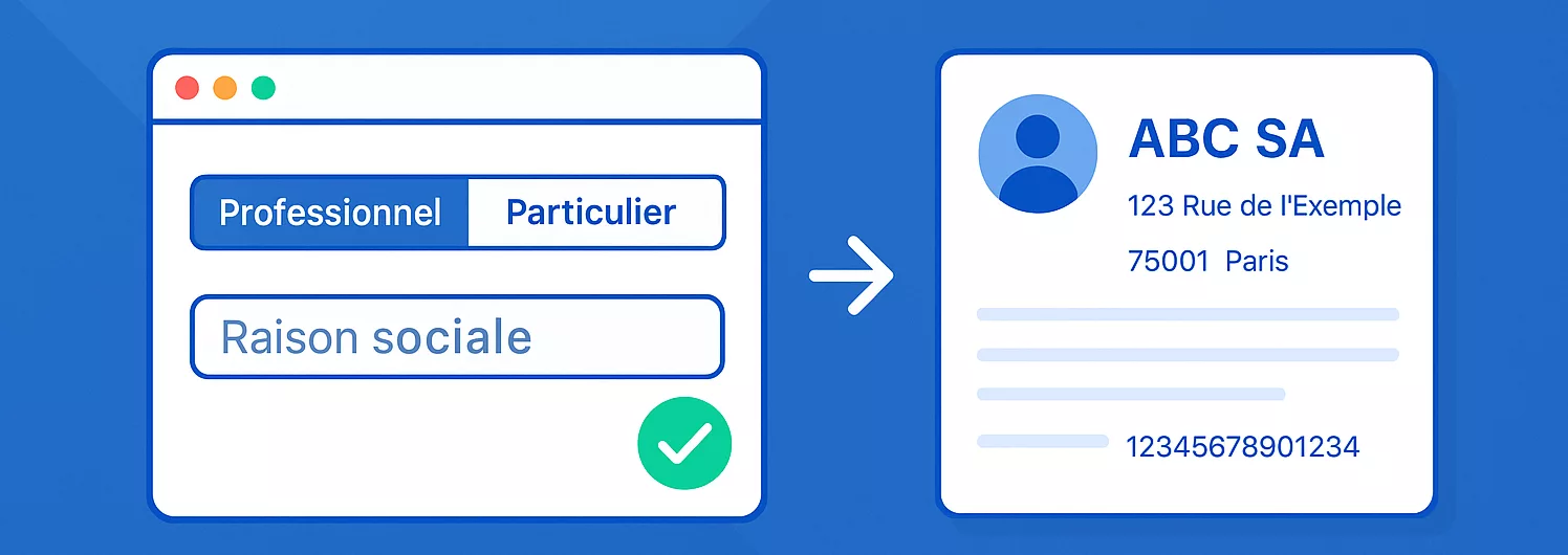 Remplissage automatique des fiches clients professionnels avec Free Devis Factures