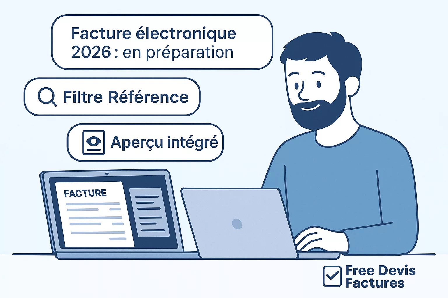 Illustration facture électronique et nouvelles fonctions Free Devis Factures