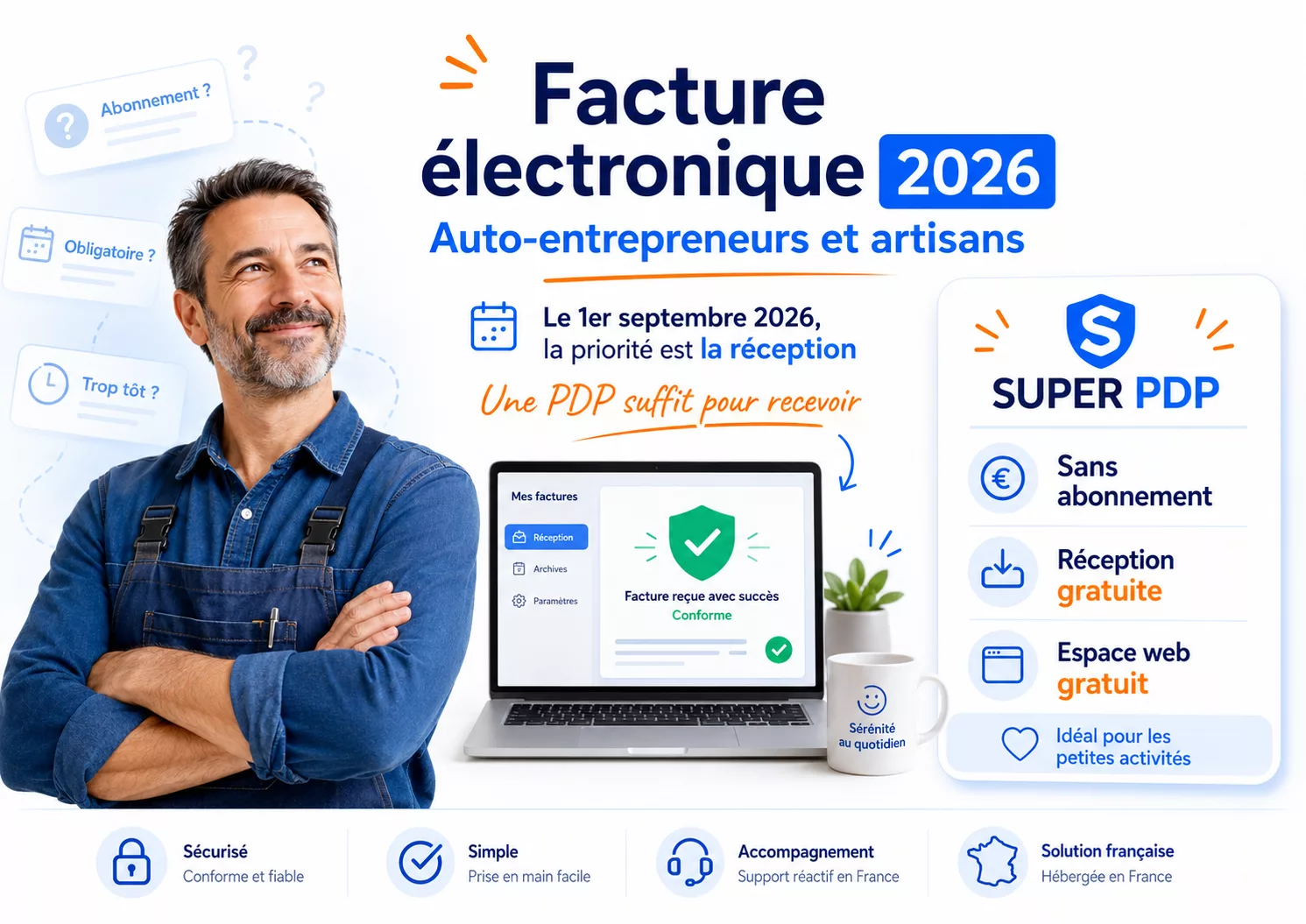 Facture électronique 2026 pour auto-entrepreneurs et artisans avec SUPER PDP sans abonnement