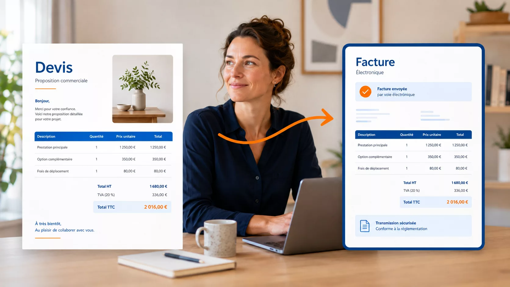Transformation d’un devis professionnel en facture électronique
